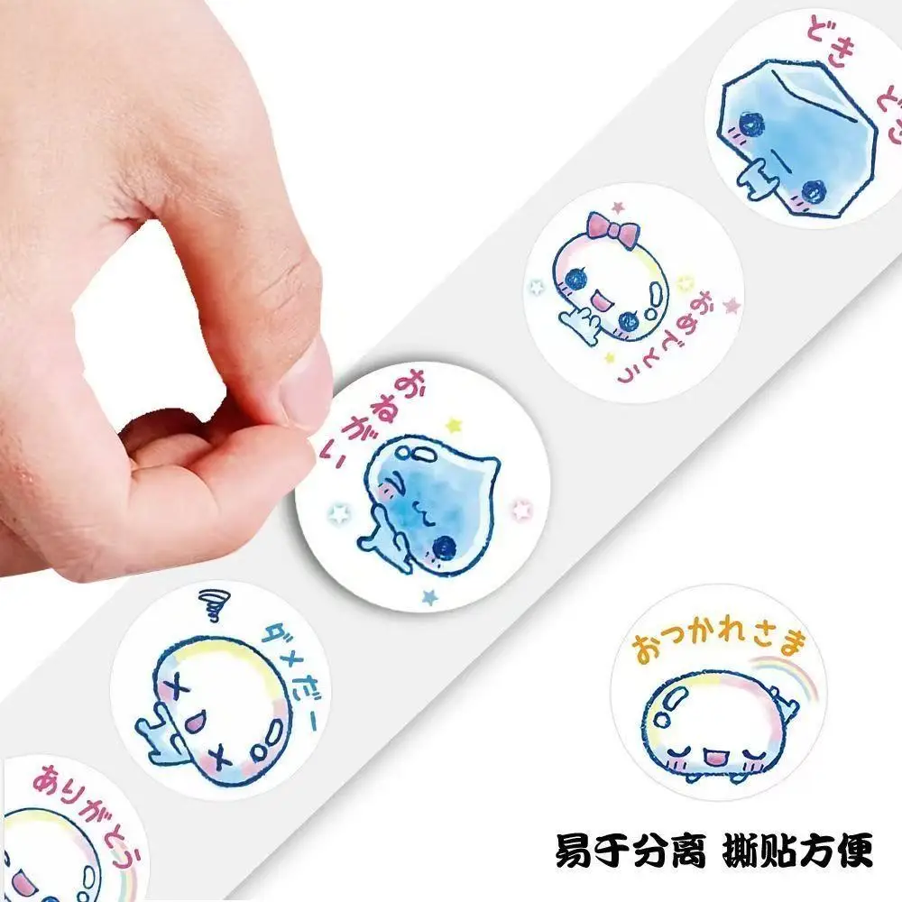 500Pcs/Roll Kawaii Bubble Stickers, Japanese Cartoon Text & Expression Decals for DIY, Journal & Gift Decoration