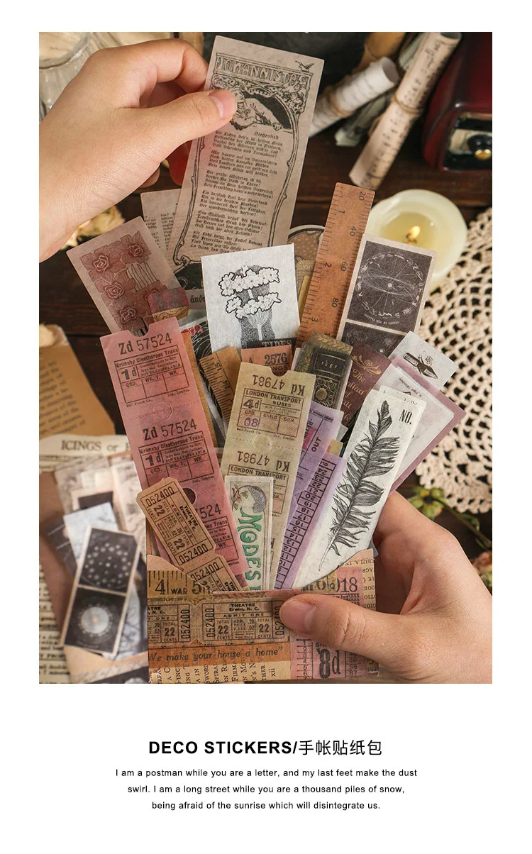 40pcs/lot Kawaii Stationery Stickers Retro art bill DIY Craft Scrapbooking Album Junk Journal Happy Planner Diary Stickers