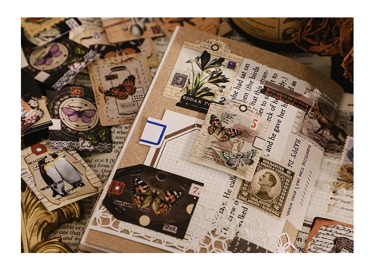 46 Pcs Kawaii Vintage Stationery Sticker Set Animal & Plant Designs for Gift Packing Scrapbooking Album Planning & Journaling