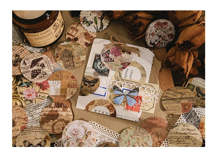 46 Pcs Kawaii Vintage Stationery Sticker Set Animal & Plant Designs for Gift Packing Scrapbooking Album Planning & Journaling
