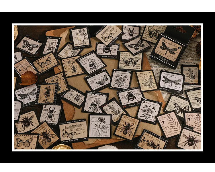 46 Pcs Kawaii Vintage Stationery Sticker Set Animal & Plant Designs for Gift Packing Scrapbooking Album Planning & Journaling