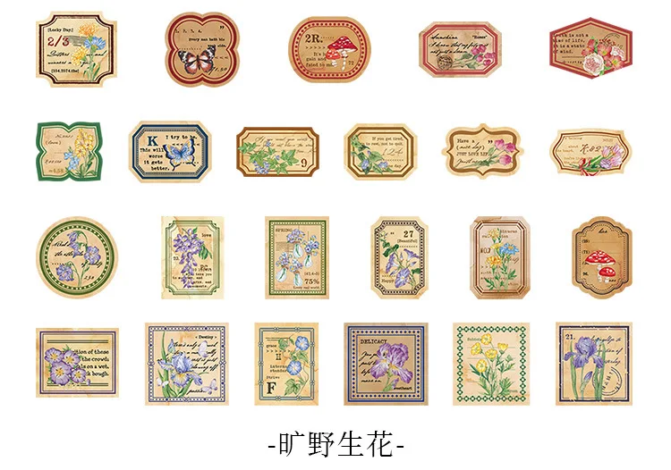 46 Pcs Kawaii Vintage Stationery Sticker Set Animal & Plant Designs for Gift Packing Scrapbooking Album Planning & Journaling