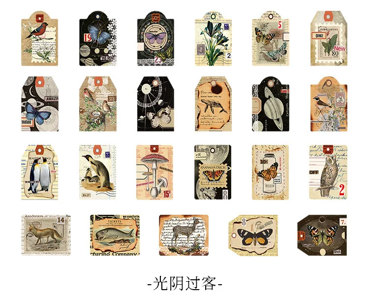 46 Pcs Kawaii Vintage Stationery Sticker Set Animal & Plant Designs for Gift Packing Scrapbooking Album Planning & Journaling
