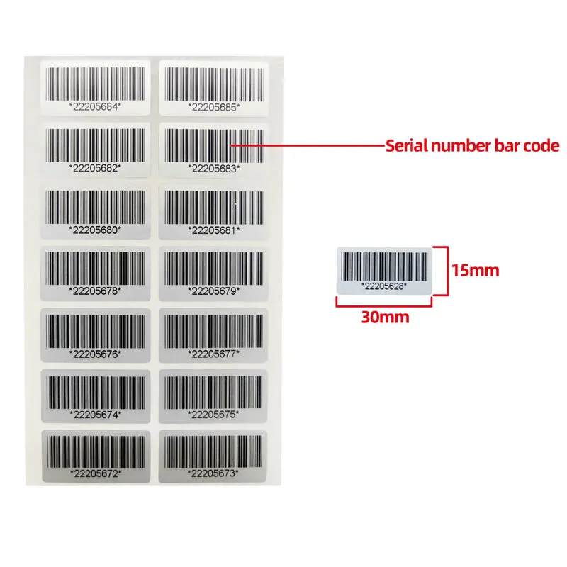 100pcs Tamper-proof warranty sticker 30X15mm security seal Anti-counterfeiting warranty label Serial number barcode sticker