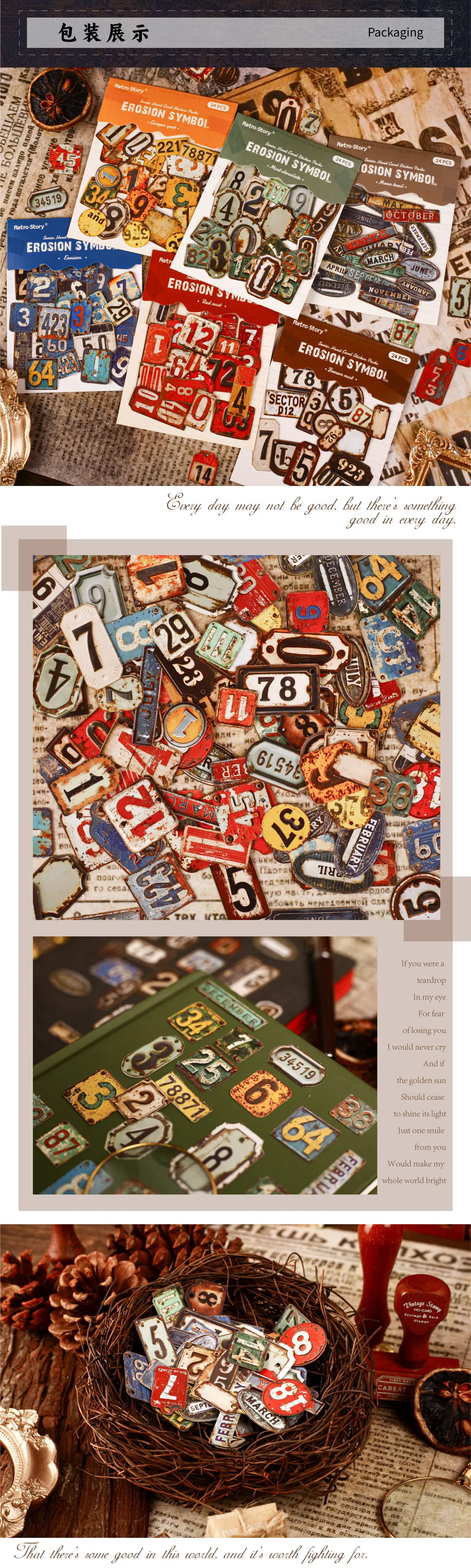 24pcs/lot Kawaii Stationery Stickers Erosion symbol Diary Decorative Mobile Stickers Scrapbooking DIY Craft Stickers