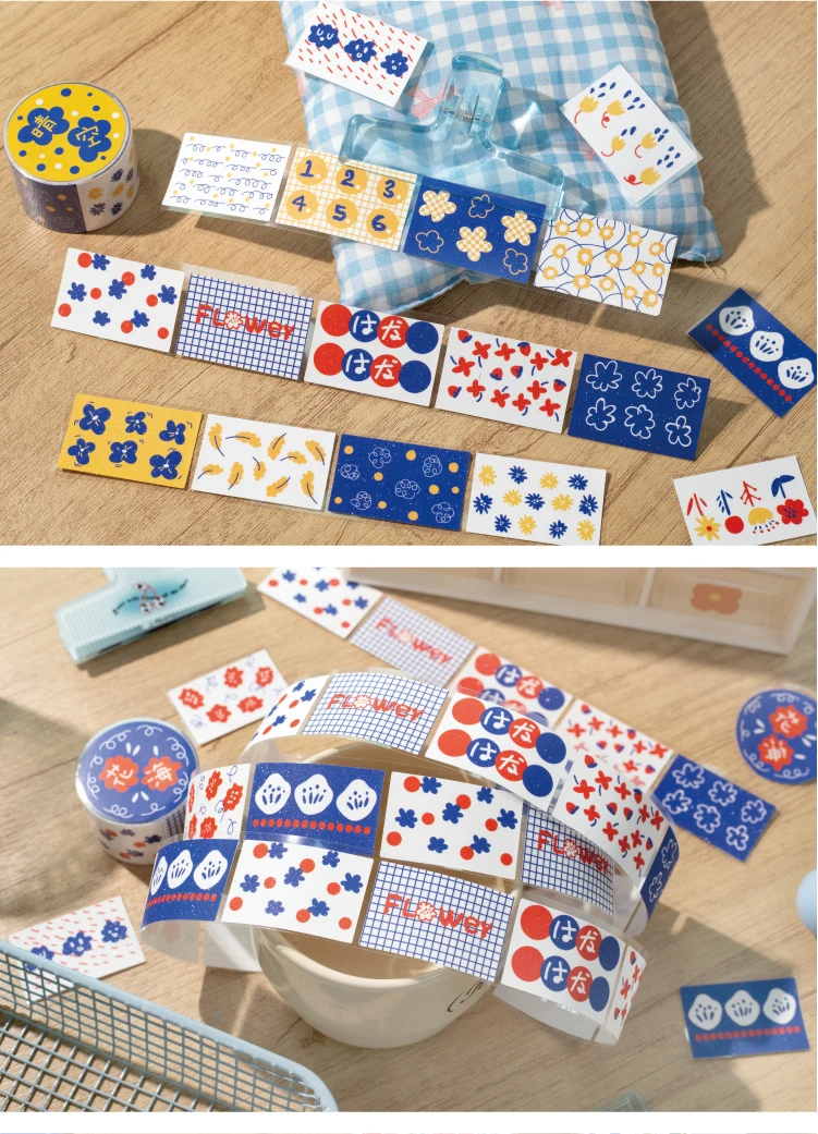 Journal GO 3x200cm Floral Flowers Masking Tape Decorative Paper Tape Stickers for Scrapbooking Gift Wrapping DIY Craft