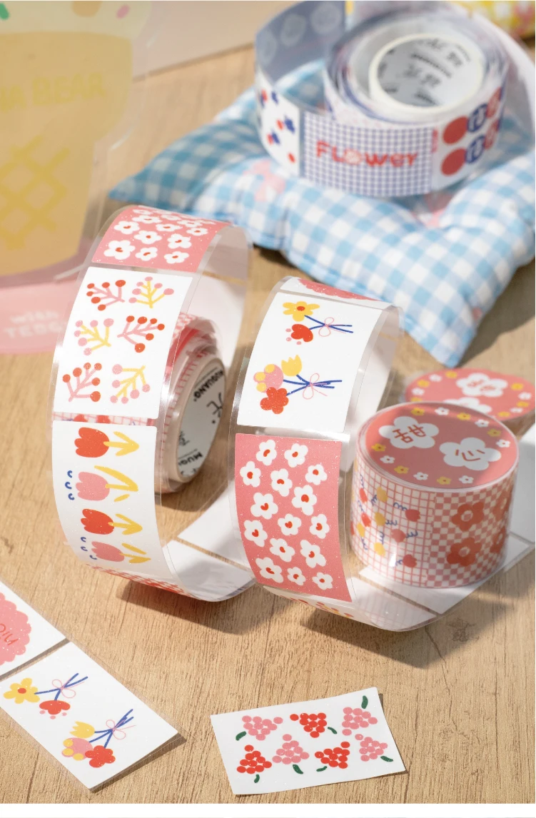 Journal GO 3x200cm Floral Flowers Masking Tape Decorative Paper Tape Stickers for Scrapbooking Gift Wrapping DIY Craft
