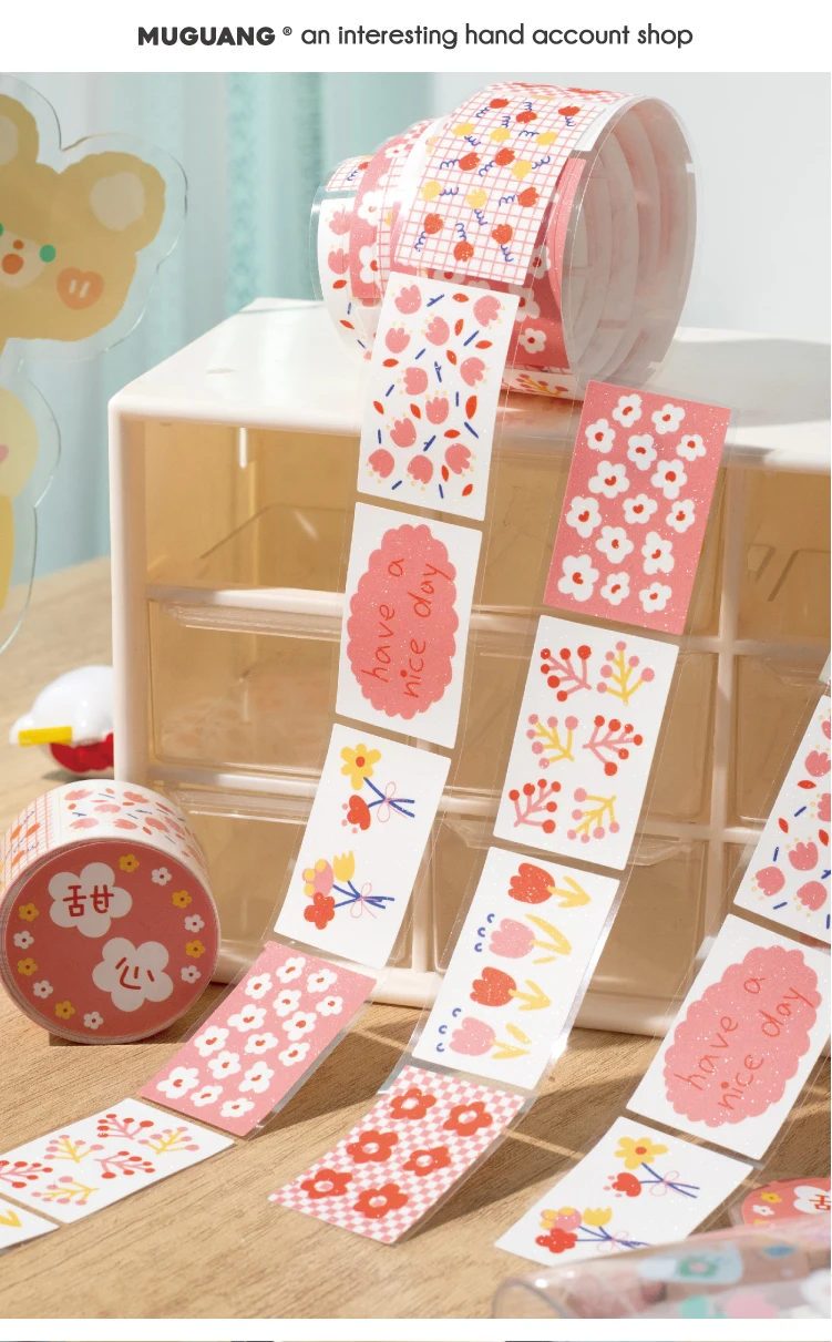 Journal GO 3x200cm Floral Flowers Masking Tape Decorative Paper Tape Stickers for Scrapbooking Gift Wrapping DIY Craft