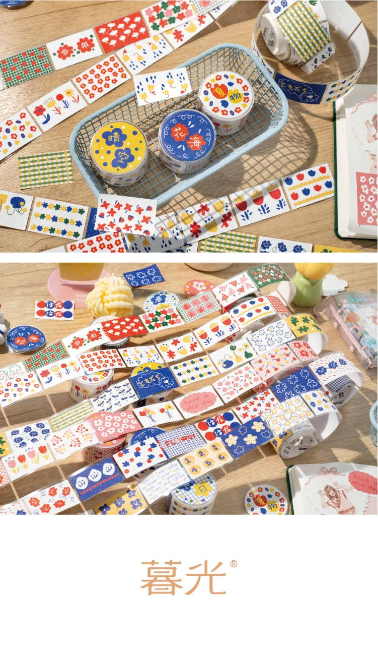 Journal GO 3x200cm Floral Flowers Masking Tape Decorative Paper Tape Stickers for Scrapbooking Gift Wrapping DIY Craft