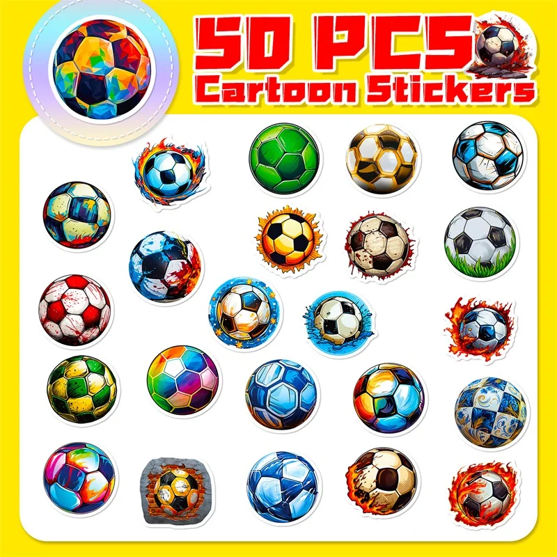 10/30/50PCS Colorful Football PVC Sticker Aesthetic Decoration Scrapbooking Sketchbook Korean Stationery School Supplies