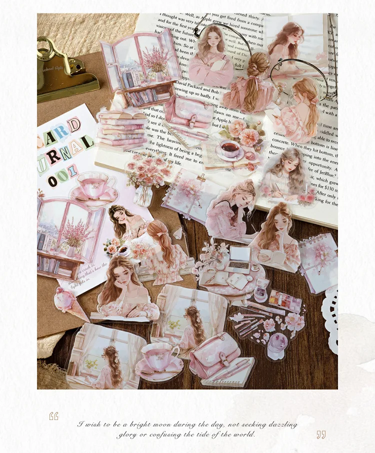 40pcs/lot Kawaii Stationery Stickers The Handbook of Women DIY Junk Journal Paper stickers Planner Decorative Mobile stickers