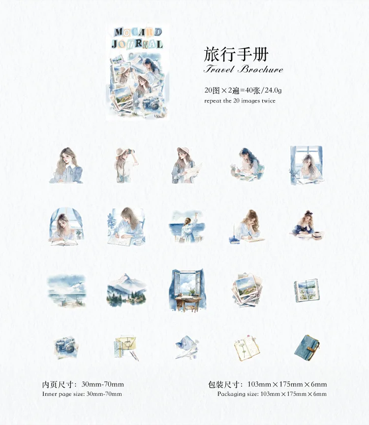 40pcs/lot Kawaii Stationery Stickers The Handbook of Women DIY Junk Journal Paper stickers Planner Decorative Mobile stickers