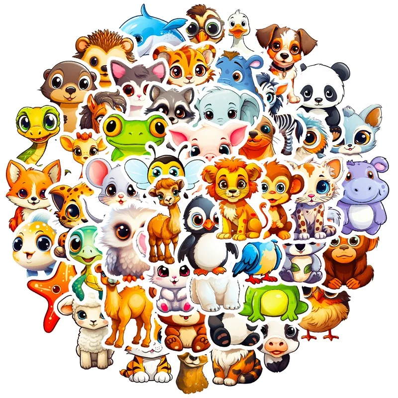 10/30/50PCS Cute Big Eye Animal PVC Sticker Aesthetic Color Decoration Scrapbooking Sketchbook Korean Stationery School Supplies