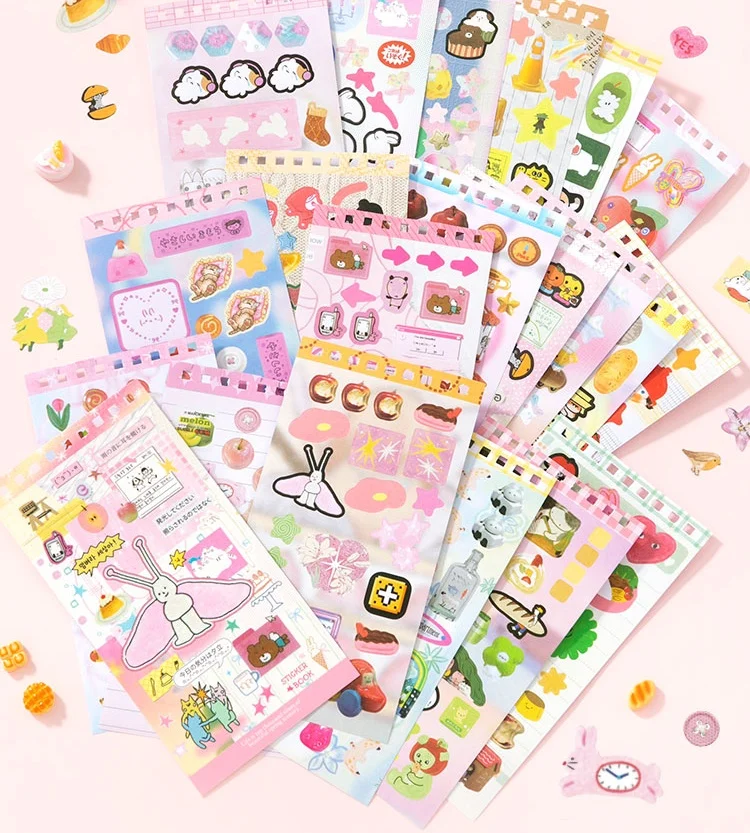 20sheets/lot Kawaii Japanese Wonderful Moments Series Die Cutting Coil Sticker Book DIY Scrapbook Stationery Decoration Kit