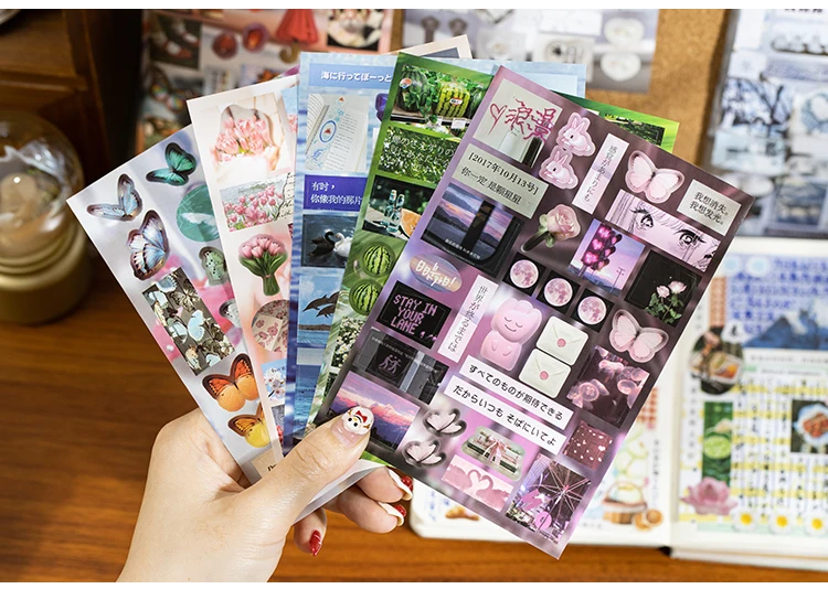20pcs Die-Cut Sticker Book - Japanese Food & Dessert Vintage Showa Style,Glitter Matte Glossy Finish,School Stationery supplies