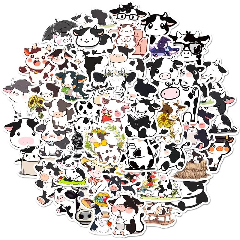 10/30/50PCS Cute Cow PVC Sticker Aesthetic DIY Decoration Scrapbooking Korean Stationery School Supplies