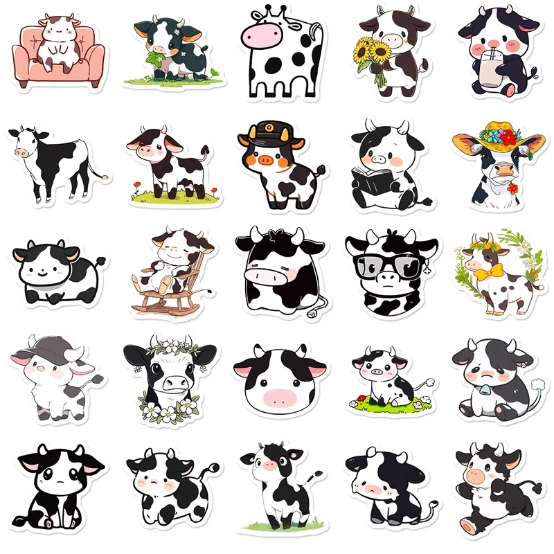 10/30/50PCS Cute Cow PVC Sticker Aesthetic DIY Decoration Scrapbooking Korean Stationery School Supplies