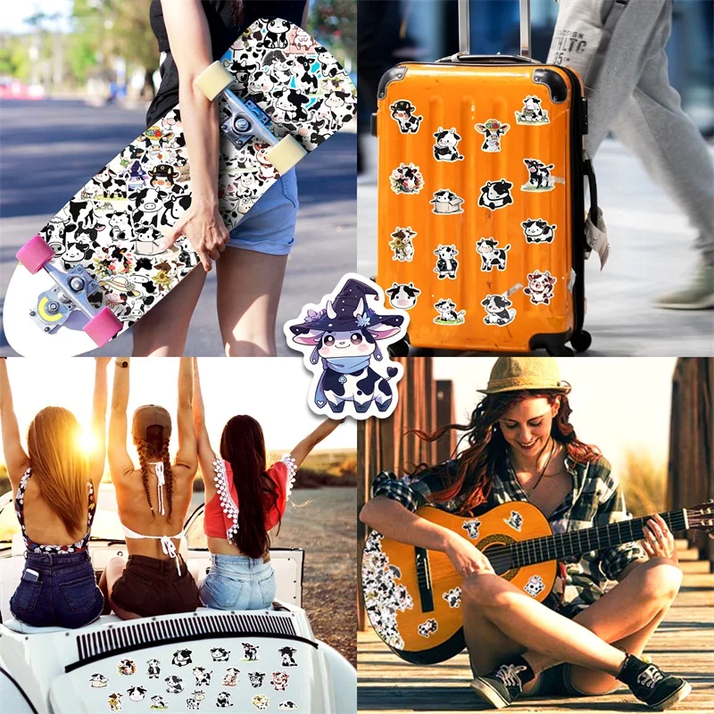 10/30/50PCS Cute Cow PVC Sticker Aesthetic DIY Decoration Scrapbooking Korean Stationery School Supplies