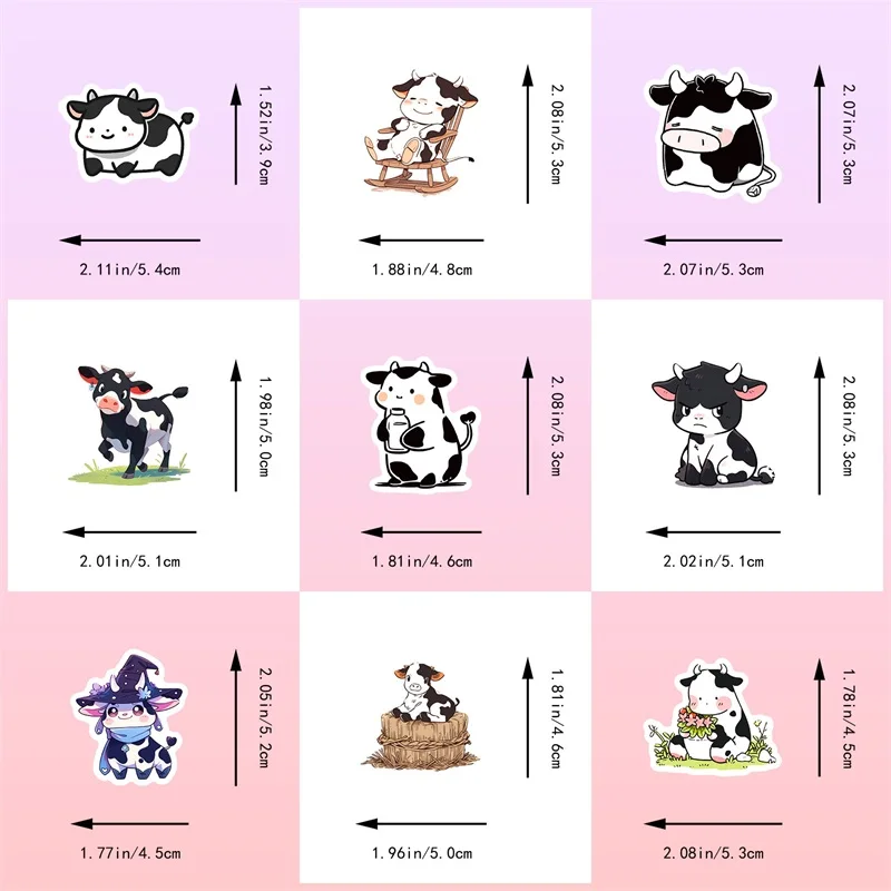 10/30/50PCS Cute Cow PVC Sticker Aesthetic DIY Decoration Scrapbooking Korean Stationery School Supplies