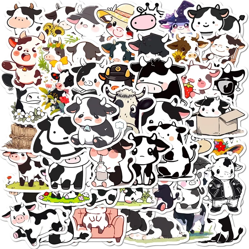 10/30/50PCS Cute Cow PVC Sticker Aesthetic DIY Decoration Scrapbooking Korean Stationery School Supplies