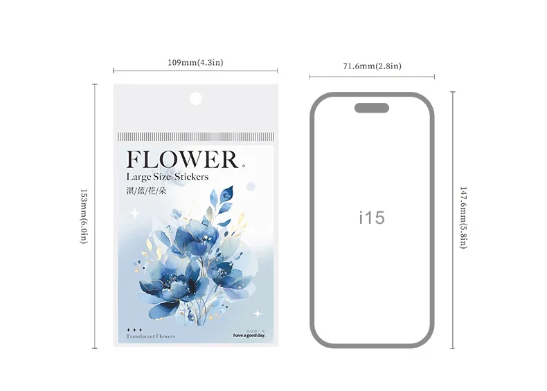 JIANWU Translucen Flowers Series Vintage Flower Bronzing Material Collage PET Sticker Creative DIY Journal Stationery