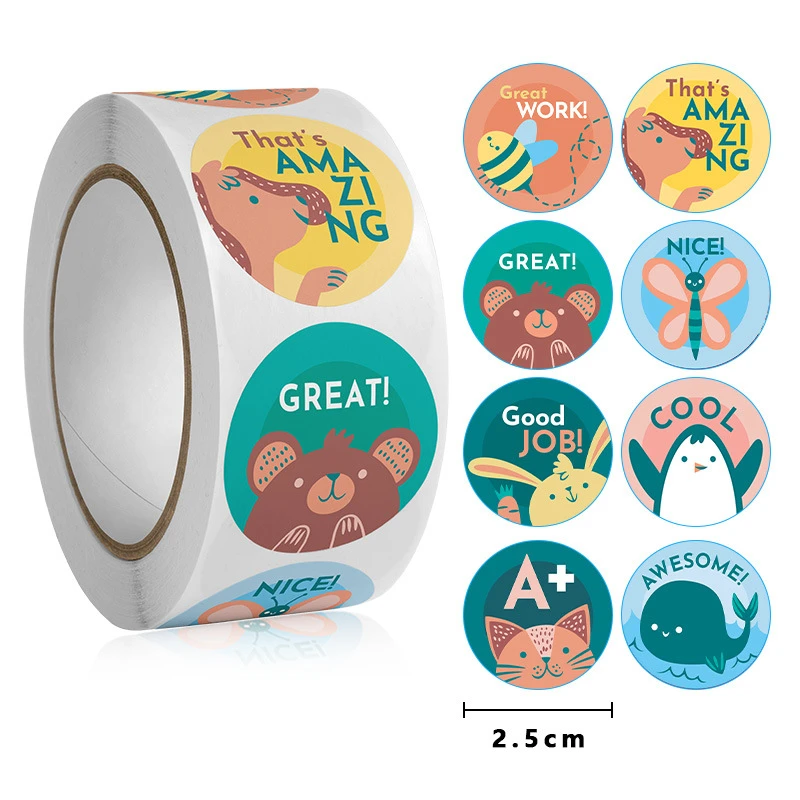 100-500Pcs Cute Cartoon Animals Reward Stickers for Kids School Teacher Supplies Kids Classic Toy Gift Sealing Decor Stationery