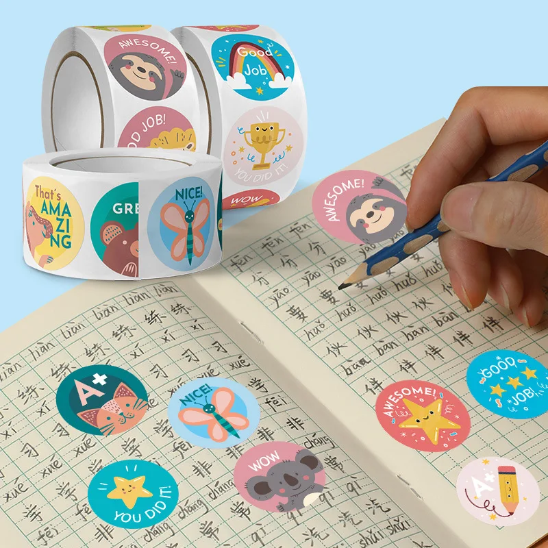 100-500Pcs Cute Cartoon Animals Reward Stickers for Kids School Teacher Supplies Kids Classic Toy Gift Sealing Decor Stationery