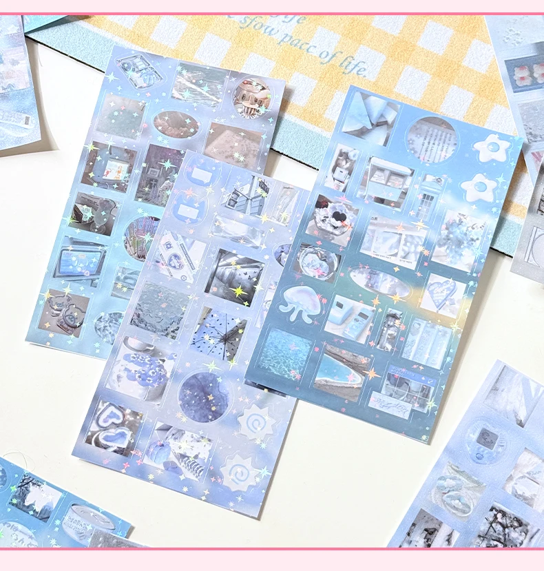 20sheets Vanilla Handletter Series Kawaii Flash Film Die Cutting Stickers Book DIY Diary Scrapbook Stationery Stickers