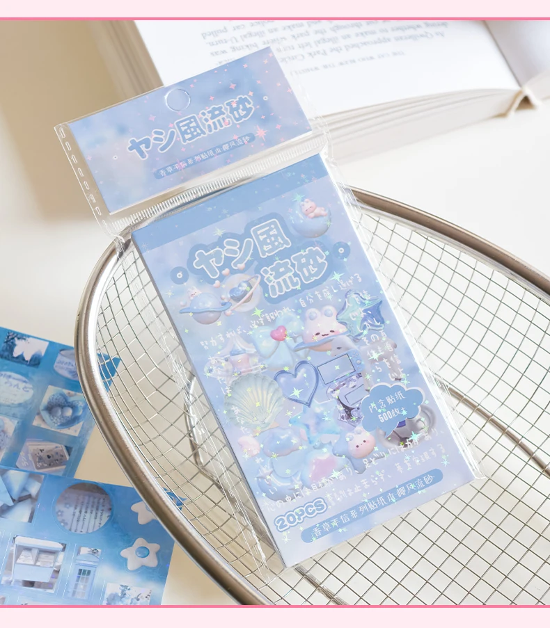20sheets Vanilla Handletter Series Kawaii Flash Film Die Cutting Stickers Book DIY Diary Scrapbook Stationery Stickers