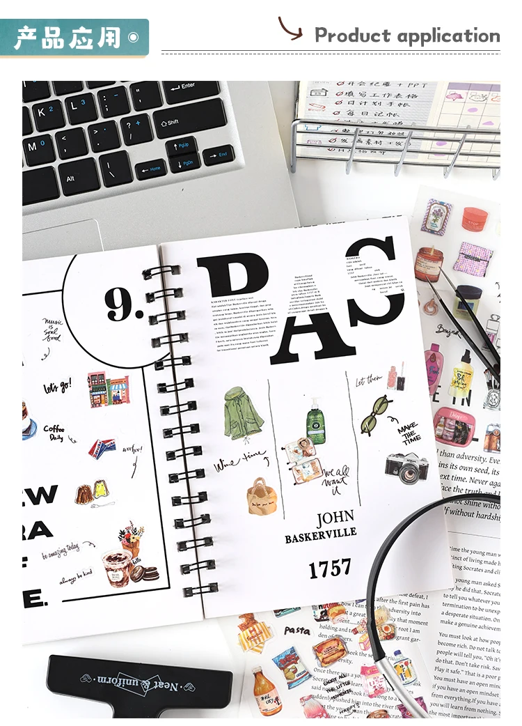 6/36 Sheets Cute Magazine Scrapbooking Stickers Book DIY Junk Journal Material Decoration Album Diary Stationery supplies