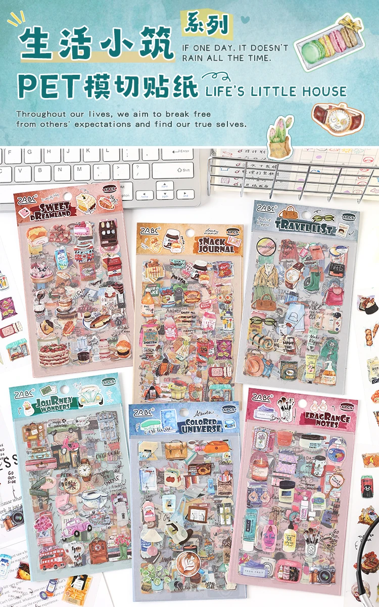 6/36 Sheets Cute Magazine Scrapbooking Stickers Book DIY Junk Journal Material Decoration Album Diary Stationery supplies