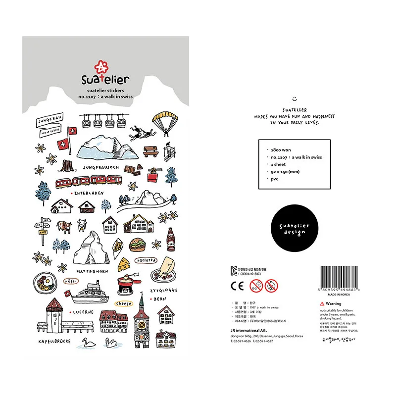 Korean Import Suatelier Walk In Swiss Sonia Decorative Washi Stickers Scrapbooking Stick Label Diary Stationery Album Stickers