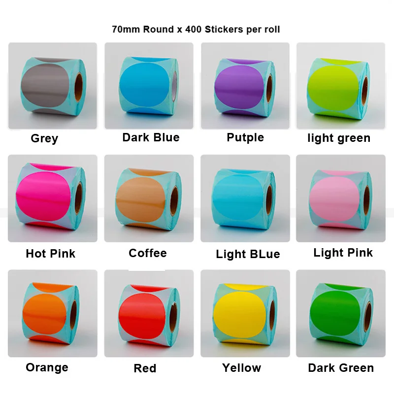 10mm 15mm Round Colours Thermal Paper Label Waterproof OIl Resistant Barcode Circle Sticker