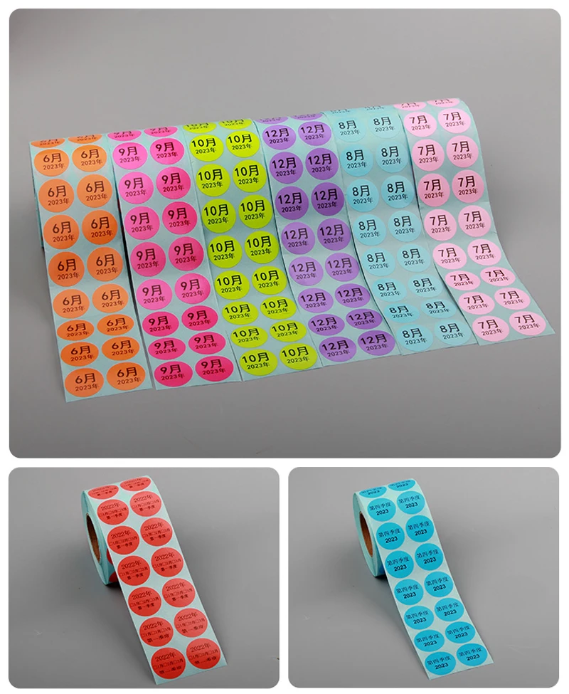10mm 15mm Round Colours Thermal Paper Label Waterproof OIl Resistant Barcode Circle Sticker
