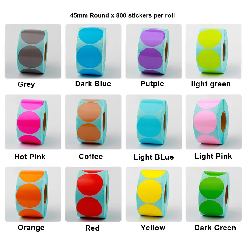 10mm 15mm Round Colours Thermal Paper Label Waterproof OIl Resistant Barcode Circle Sticker
