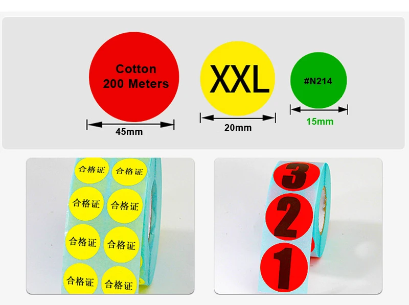 10mm 15mm Round Colours Thermal Paper Label Waterproof OIl Resistant Barcode Circle Sticker