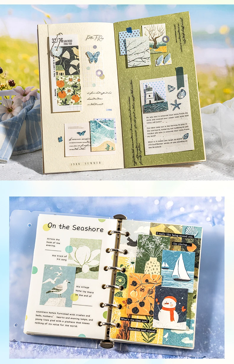 Journal GO 50pages Four Seasons in Bloom Sticker Book Aesthetics INS Design DIY Journal Scrapbook Decor Scenery Sticker