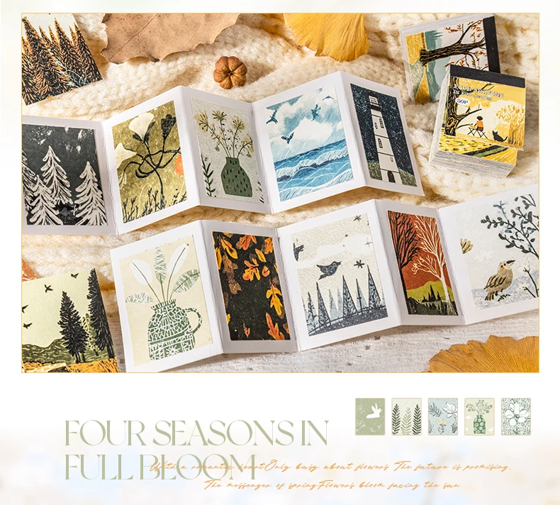 Journal GO 50pages Four Seasons in Bloom Sticker Book Aesthetics INS Design DIY Journal Scrapbook Decor Scenery Sticker