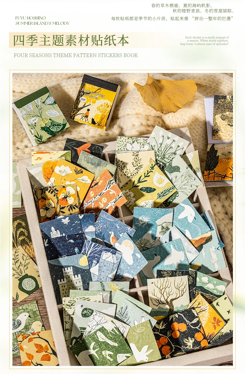 Journal GO 50pages Four Seasons in Bloom Sticker Book Aesthetics INS Design DIY Journal Scrapbook Decor Scenery Sticker