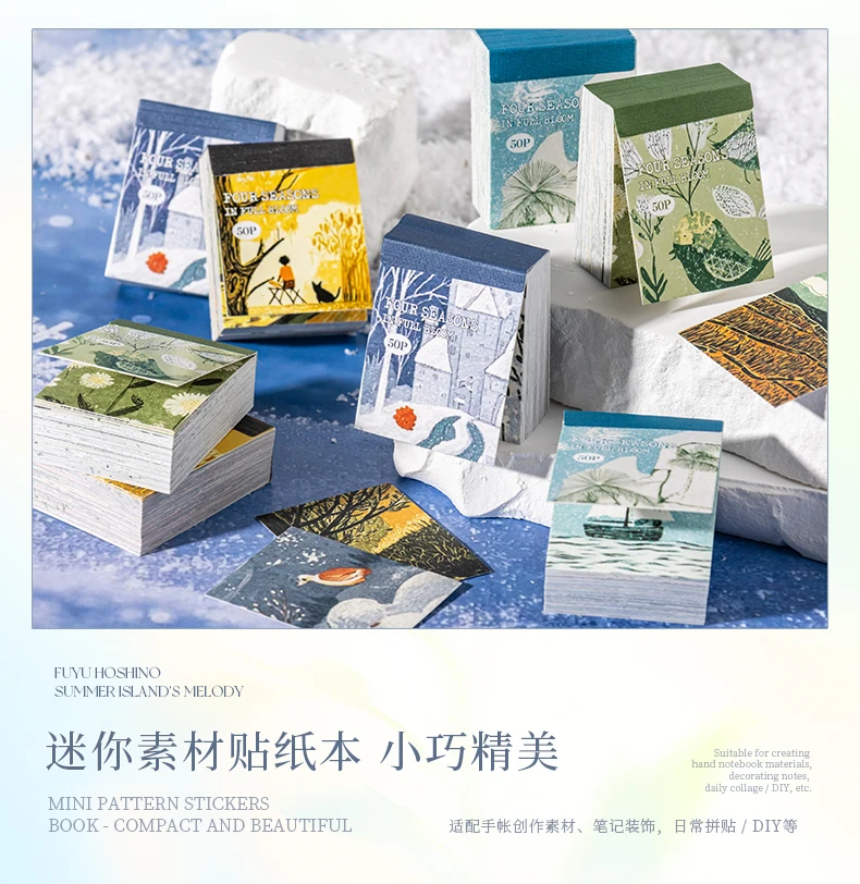 Journal GO 50pages Four Seasons in Bloom Sticker Book Aesthetics INS Design DIY Journal Scrapbook Decor Scenery Sticker