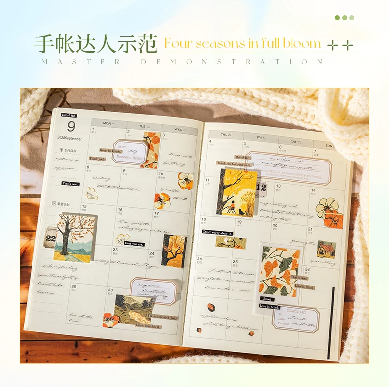 Journal GO 50pages Four Seasons in Bloom Sticker Book Aesthetics INS Design DIY Journal Scrapbook Decor Scenery Sticker