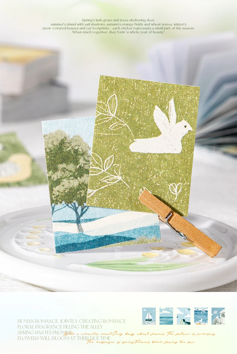 Journal GO 50pages Four Seasons in Bloom Sticker Book Aesthetics INS Design DIY Journal Scrapbook Decor Scenery Sticker