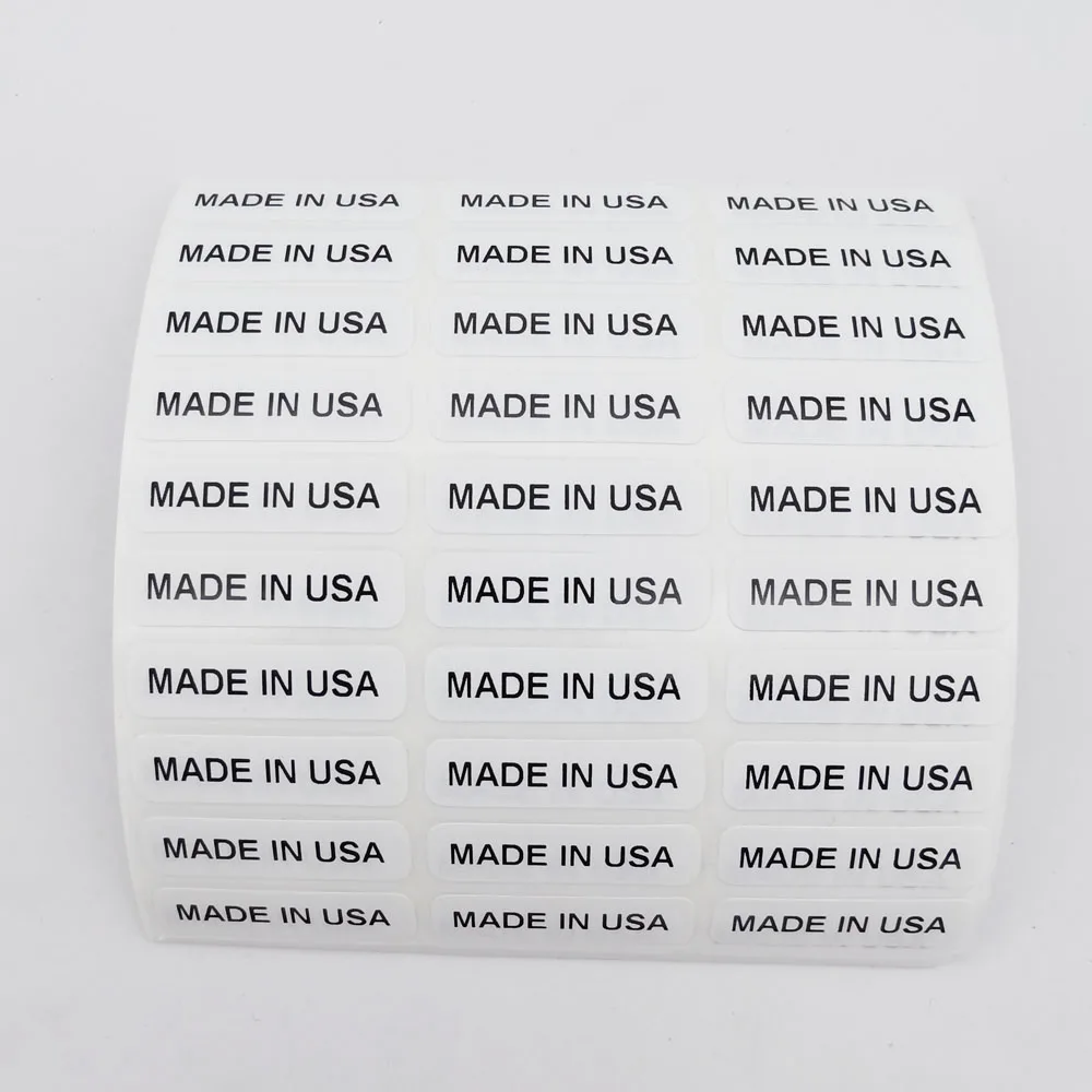 300PCS 30x8mm White Label with Black Print MADE IN USA Country of Origin Stickers