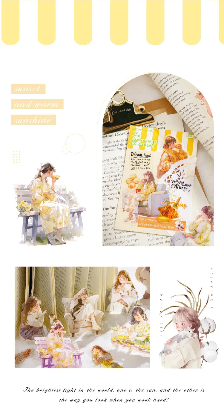 30pcs/1lot Kawaii Stationery Stickers a tender half-life Junk Journaling Decorative Mobile Scrapbooking for stickers Scrapbook