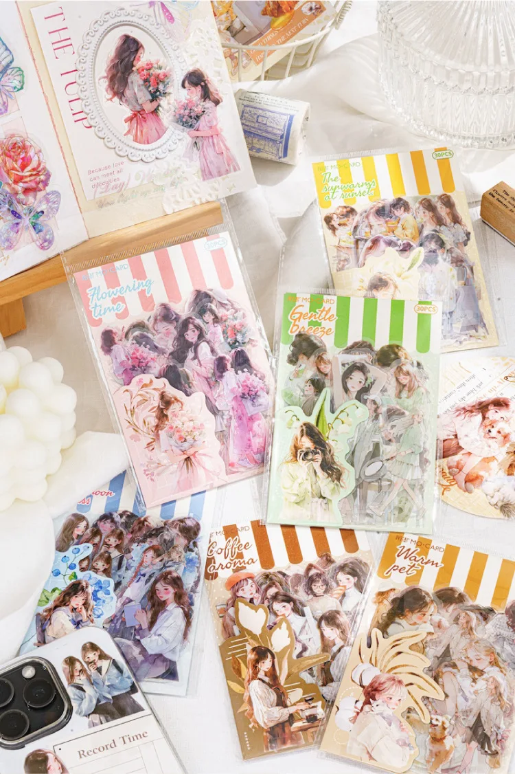 30pcs/1lot Kawaii Stationery Stickers a tender half-life Junk Journaling Decorative Mobile Scrapbooking for stickers Scrapbook
