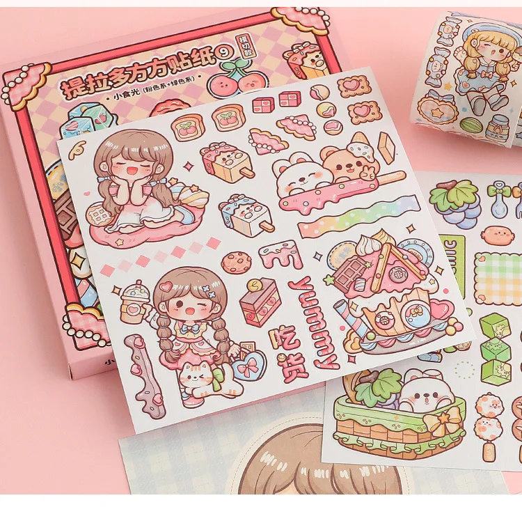 12pcs Washi Stickers Cartoon Kawaii Stickers Telado Girl Handbook DIY Goo Card Decoration Material Cute Stickers Stationery