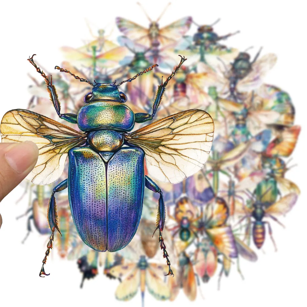 50PCS Exquisite Insect Watercolor Graffiti Stickers Handbooks DIY Luggage Notebooks Motorcycles PET Waterproof Stickers