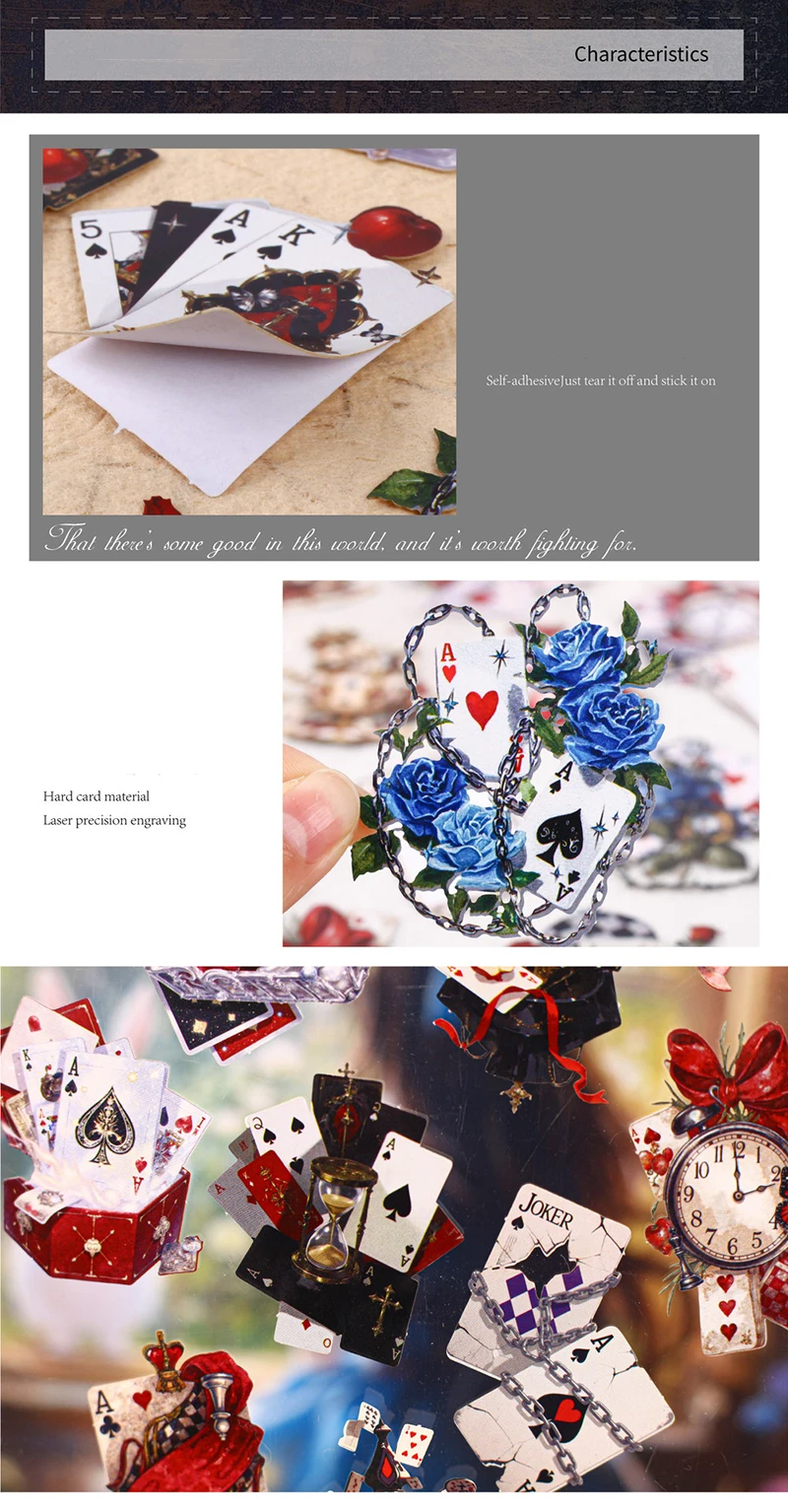 JIANWU Card Series Vintage Flower Playing Cards Landscape Material Collage Scrapbooking Sticker Creative DIY Journal Stationery
