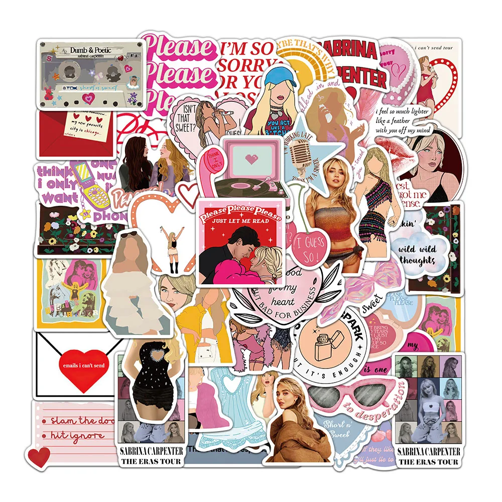 50/100PCS Sabrina Carpenter Stickers Exquisite Handbooks Material Phone Cases Laptop Suitcases Water Cups Waterproof Stickers