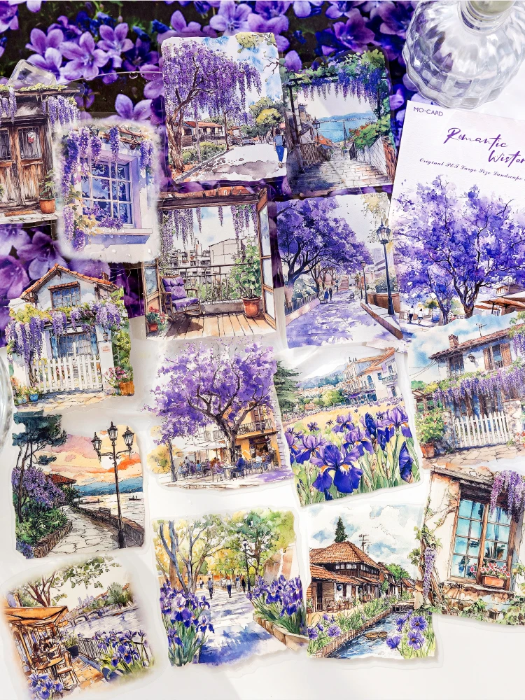 15pcs/pack City Color Series Street Landscape PET Stickers DIY Scrapbook Handbook Diary Album Material Retro Ins Decor Stickers